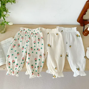 0-3Yrs תינוק בייבי בנות אלסטי המותניים כותנה הדפסת מכנסי תינוק תינוקת מזדמנים מכנסיים לקיץ