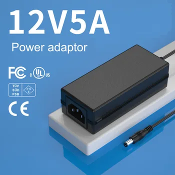 12V 5A ספק כוח עבור רצועת LED אורות, 60W מתאם חשמל, 120V AC 12V DC שנאי(1 סט)