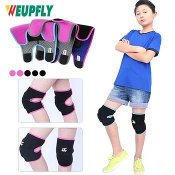 1Pair ילדים מגני ברכיים עם מעובה SBR רפידות מתכווננות אנטי להחליק מגיני ברכיים לילדים רכים מגיני ברכיים על כדורעף כדורגל הוקי