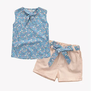 2 יח ' /סט בגדי בנות בנות תינוק בגדים קובע חליפות קיץ כותנה ארבעה דפוסי קצרה +מכנסיים או שמלה.