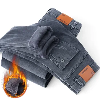 2023 הסתיו-חורף החדשה אופנה קלאסי מגמת פלוס צמר למתוח מכנסיים של גברים מזדמנים נוחות חמים באיכות גבוהה ג ' ינס 27-38
