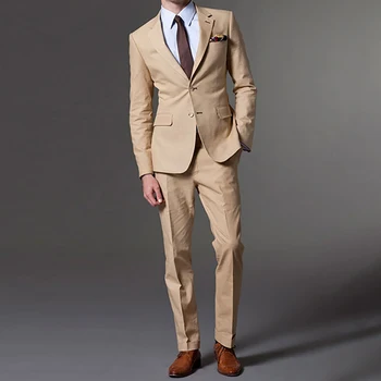 2023 חאקי לגברים Slim Fit חליפות עסקים זכר מזדמן ערב בהתאמה אישית באיכות גבוהה אופנה פשוטה 2 יח ' סטים מעיל מכנסיים