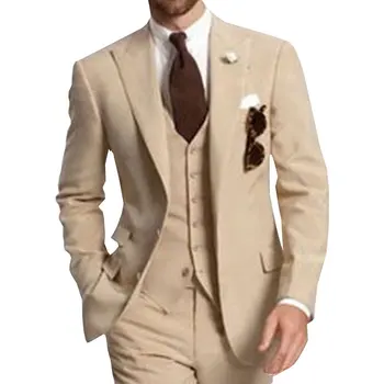 2023 עסקים מזדמנים חכם חתונה חליפות גברים מעיל שמלה בלייזרס החליפה מעיל האפוד הז 'קט מכנסיים מכנסיים Mens 3 יח' סט