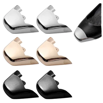 3 זוגות נעלי מגן הכיסוי ניתן להסרה נעל עור אנטי ללבוש כובע טיפ מתכת דקורטיביים הנעל קליפים תיקון נעליים אביזרים