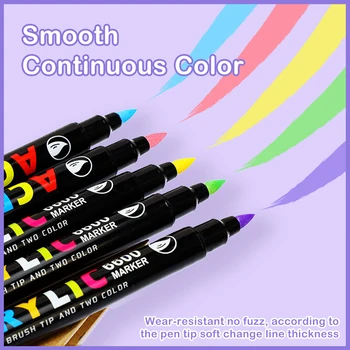 36 צבעים ערכות רישום סמנים כפול מברשת צבע אקרילי עטים על קליגרפיה אותיות זכוכית בד מתכת, קרמיקה, עץ