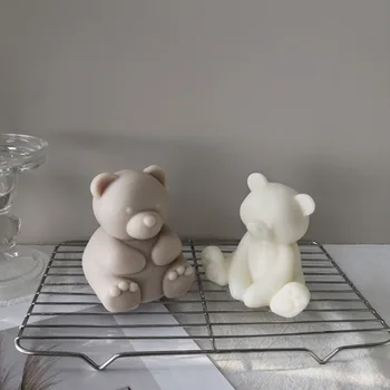 3D דוב נרות ריחניים עובש,DIY עושה נר חיה צורה סבון תבניות סיליקון עבור סבונים פצצות אפייה פונדנט שרף קריקטורה עובש