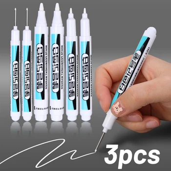 3Pcs קבוע שומני דיו צבע לבן עטי סמן עמיד למים פלסטיק ג ' ל עט כתיבה ציור DIY גרפיטי עט כתיבה מחברת
