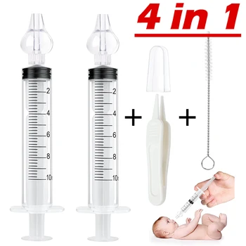 4 ב 1 מחט צינור באף משאף לתינוק טיפול נקי 10ML התינוק דלקת האף מכונת כביסה מחט צינור התינוק ילדים האף כביסה