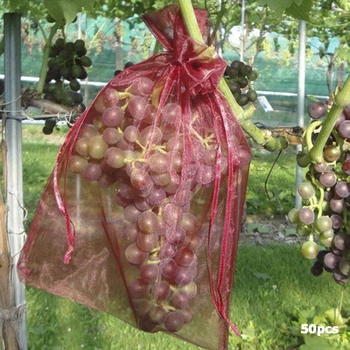 50pcs גן ירקות פירות גדלים תיק צמחים הגנה התיק נגד ציפור שרוך רשת ממתקים איפור רשת כיס הדברה