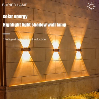 6 LED סולארית חיצונית אורות קיר עמיד בפני חום פעמיים עם הראש בקיר הזרקורים נטענת עמיד למים רב תכליתי עבור החצר.
