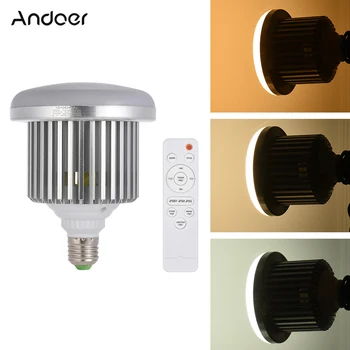 Andoer E27 50W LED סטודיו צילום הנורה מנורת בהירות מתכווננת 3200K~5600K w/שליטה מרחוק וידאו הנורה AC185-245V