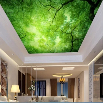 beibehang מותאם אישית בקנה מידה גדול בהבחנה גבוהה אסתטי ירוק טרי עץ עתיק 3D ציור התקרה התקרה טפט לטלוויזיה