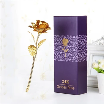 Galaxy רוז נצח 24K זהב פרח רדיד פלסטיק מלאכותי ורדים יום האהבה, מתנת היופי הזהב פרחים עיצוב חתונה