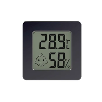 Mini LCD דיגיטלי מד טמפרטורה לחות טמפרטורה מד לחות, חיישן תחנת מזג האוויר כפתור להגדיר עם סוללה
