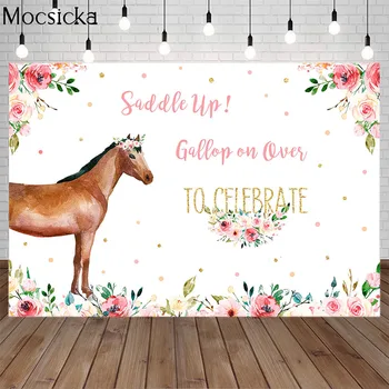 Mocsicka הסוס נושא יום ההולדת תמונת רקע תצטרפו לחגיגה כרזה של המפלגה קישוט רקע צבעי פרחים נקודה