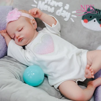 NPK49CM מחדש התינוק ישן ילדה רוזלי גוף רך גמיש יד-ציור שיער 3D גוון העור עם ורידים פג גודל מציאותי בובה
