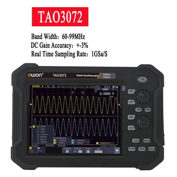 OWON TAO3072 2CH 8 אינץ ' נייד לוח דיגיטלי אוסצילוסקופ 8/14 ביטים 70MHz רוחב פס 1GS/S