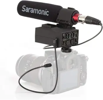 Saramonic MixMic רובה מיקרופון משולבת 2-ערוץ אודיו XLR למיקסר מתאם עבור מצלמות DSLR & מצלמות וידאו