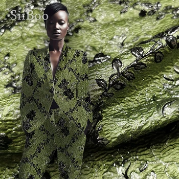Siiboo עם תבליט מתכתי סיבים אקארד בד לנשים שמלה מכנסיים איטליה בסגנון מפואר אביב סתיו SP6617