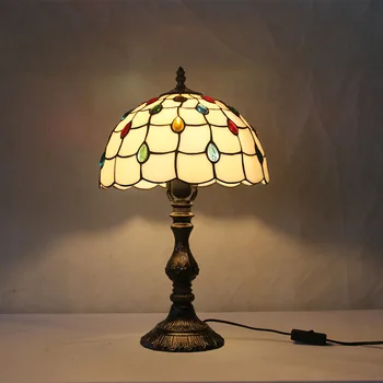 TEMAR טיפאני זכוכית, מנורת שולחן LED אופנה משובחת פשוטה שולחן אור עיצוב הבית הסלון, חדר השינה ליד המיטה