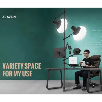 ZEAPON Vlogtopus כ-H1 140-310cm טלסקופי מוט עץ אלף-יד הסוגר לחיות LED אור לפקח על הארכת זרוע תושבת