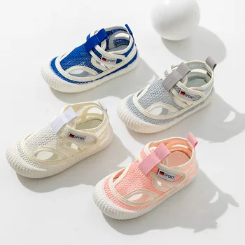 אביב קיץ לילדים ברשת נעלי תינוק לנשימה מגניב גן ילדים סנדלים בנים בנות אופנה קיץ נעלי החוף