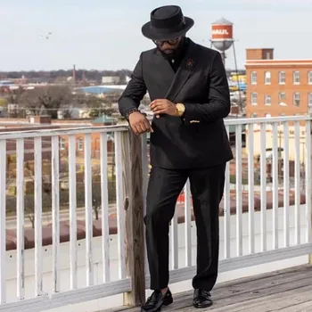 אופנה Desgin כפתור אחד שחור חליפות גברים תחפושות Hommes בהזמנה אישית חתונה רשמית Slim Fit Tuexdos נשף מסיבה (ז ' קט+מכנסיים)