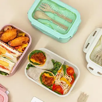 אופנה בנטו קופסה לשימוש חוזר צהריים מקרה כיתה מזון שתי מחלקות מזון מיכל עם שולחן אחסון