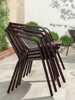אמריקאי חיצוני הכיסא לסועדים הכיסא משענת כורסת נצרים פנאי כיסא גינה ברזל קפה בחוץ כסאות אוכל