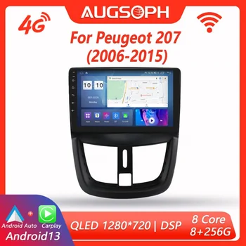 אנדרואיד 13 רדיו במכונית עבור פיג ' ו 207 2006-2015, 9inch נגן מולטימדיה עם 4G המכונית Carplay & 2Din ניווט GPS.