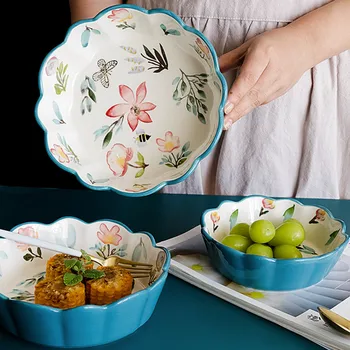 בסגנון יפני יד צבוע קרמיקה סלט פירות לקינוח קערה יצירתי פורצלן ארוחת בוקר קערת אורז מטבח שולחן עבור ילדים.