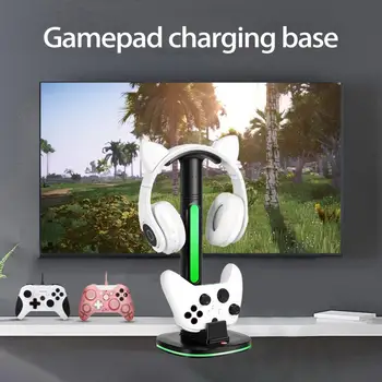 בקר משחק מטען RGB צבעונית אור להסרה אוזניות אחסון הוק תצוגת שולחן עבודה טעינת Dock עבור אחד Xbox/סדרה X