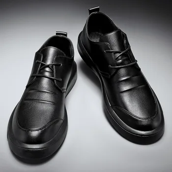 גברים נעלי עור נעליים מזדמנים הבוהן רך הבלעדי נעליים מזדמנים שמלת גברים עסקית תכליתית שרוכים נעלי קיץ לנשימה סגנון
