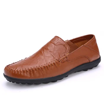גברים נעליים מזדמנים מותג יוקרה 2023 עור Mens נעלי מוקסינים לנשימה להחליק על שחור נהיגה נעלי גודל פלוס 37-46