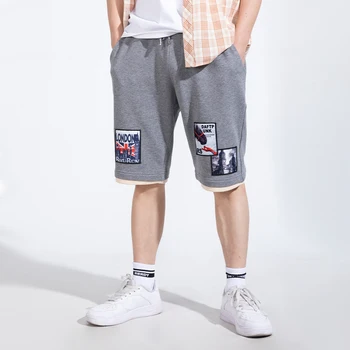 גברים של ספורט קצרים קיץ החוף כדורסל מכנסי כותנה טהורה מזדמנים מכנסיים קצרים שרוך המכנסיים זכר יצירתי דפוס