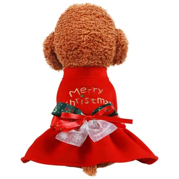 גור בגדי סתיו חורף שמלת צמר חג המולד חצאית חמוד כלב קטן החג חליפת חתול חם החליפה יורקשייר צ ' יוואווה בולדוג