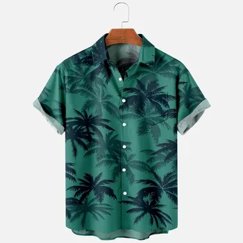 הדפסת 3D גברים אופנה של קיץ חולצות הוואי חמים מקרית על כפתור חולצות שרוול קצר החוף הענקית חולצות