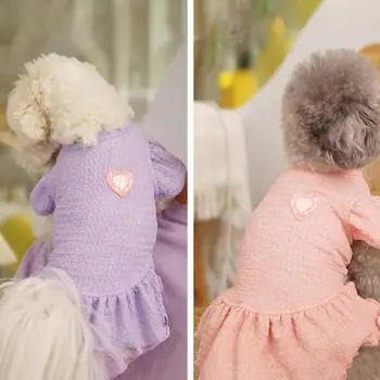 הכלב שמלת מלמלה שרוול רך לנשימה אופנה לתלבושת קיץ כלב בגדים לחיות מחמד החולצה קטנים ובינוניים כלבים