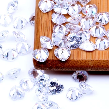 הלב צורת רבים של גודל ברור זרקונים אבן מכונה לחתוך קריסטל נוצץ יהלומים מזויפים עבור תכשיטים DIY להכנת קישוטים 3D