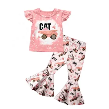 העיצוב החדש הילדה להלביש בל תחתונה תלבושות בוטיק בגדי ילדות פרל לראש חתול הדפסה חמוד בגדי ילדים בנות להגדיר