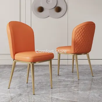 השידה במטבח הנורדי, כסאות אוכל חדר השינה עור PU ארגונומי זהב כסאות אוכל מודרניים יוקרה Cadeira ריהוט הבית WK