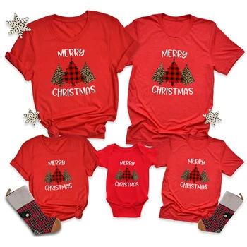 חג המולד צבעוני עץ חג המולד המשפחה חולצות אמא אבא ילדים חולצת טי תינוק חג המולד בגד המשפחה חג המולד מתוק בגדים