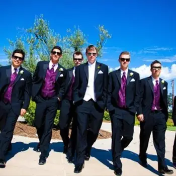 חיל הים כחול החתן Bestmen חליפות Custome Homme אופנה Terno חתונה, חליפות לגברים בלייזר גברים(ז ' קט+מכנסיים+אפוד+עניבה+מטפחות)