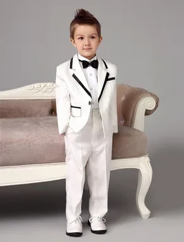 חמוד באיכות גבוהה 2016 הגעה לניו לבן דש כפתור אחד תחפושות לילדים חליפות אופנה נאה (ז ' קט+מכנסיים+עניבה)
