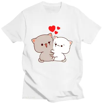 חתול חמוד קיץ מצחיק חולצה לנשים/גברים גומא מוצ ' י אפרסק חתולים Kawaii קריקטורה חולצה גרפי Tees פלוס אופנה לכל היותר
