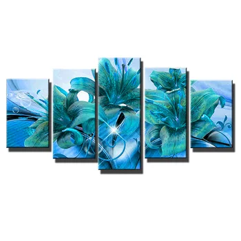 יהלום ציור חידושים כחול לילי פרחים של חיים 5Pcs יהלום רקמה 2022 נוף לחצות סטיץ ערכות complet עיצוב הבית
