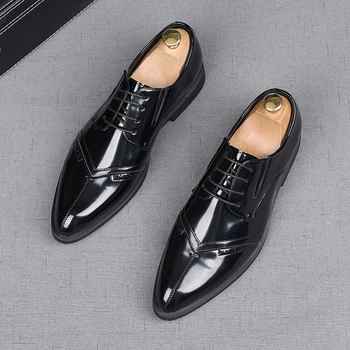 יוקרה של מעצב האופנה הבריטי גברים שחור תחרה אוקספורד נעליים שטוחות נעליים מזדמנים שמלת מסיבת הנעלה Zapatillas Hombre