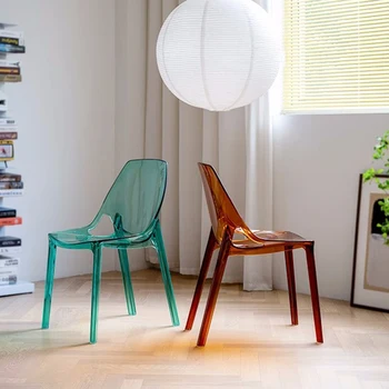 ייחודי תמיכה לגב כסאות אוכל יוקרתיים נורדי להירגע שקוף כיסאות אופנה זולים קידום Chaises-סל אבוס רהיטים