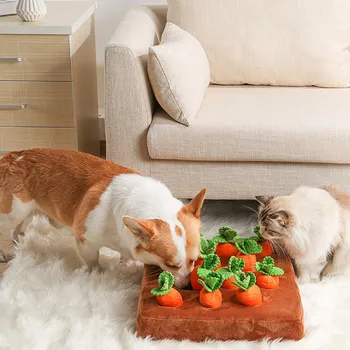כלב חתול צעצוע גזר קטיפתי מחמד ירקות צעצוע לעיסה להריח חיות מחמד להחביא מזון, צעצוע, כדי לשפר את הרגלי האכילה את הכלב ללעוס צעצועים אינטראקטיביים