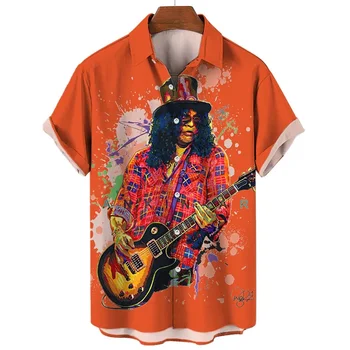 מוסיקה הוואית חולצות לגברים צבעוני מודפס 3d רוק החולצה החוף שרוול קצר לגברים חולצה מזדמן מנופחים בגדים העליון הקיץ